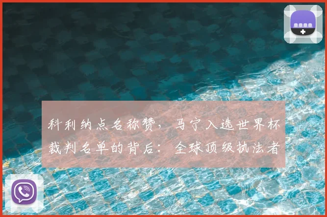 科利纳点名称赞,马宁入选世界杯裁判名单的背后:全球顶级执法者的选拔内幕
